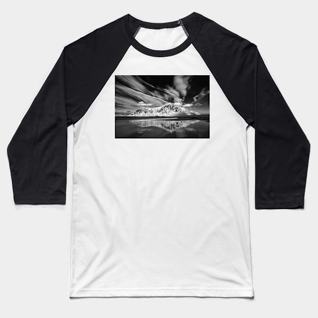 Skagsanden Beach Reflection B+W Baseball T-Shirt by jforno